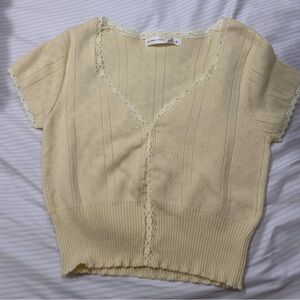 Altar'd State Cream Short Sleeve Top